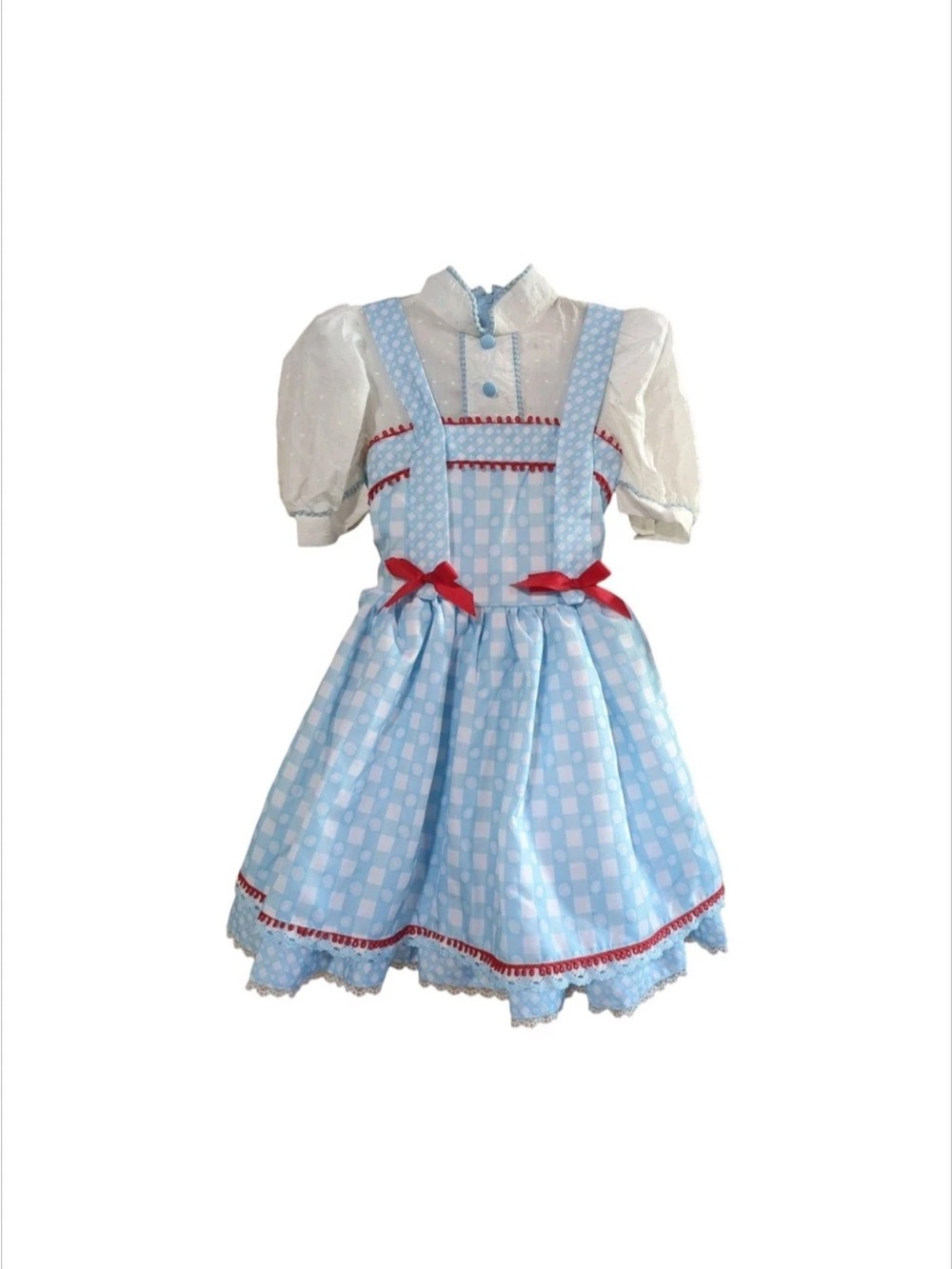 Rubie's Dorothy Wizard of Oz Costume Blue Checkered Dress with Red Bows 3T/4T